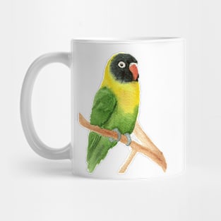 yellow-collared lovebird watercolor Mug
